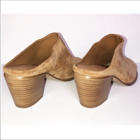 Vince Vero Cuoio Camel Suede Leather Open Toe Stacked Block Heel Mule Sz10 NWOB - Picture 4 of 10